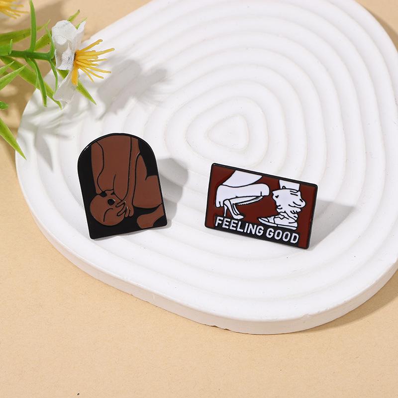Fun Punk Style Abstract Brooch Pin - Cartoon Line Art Lapel Badge for Clothing, Bags, and Hats