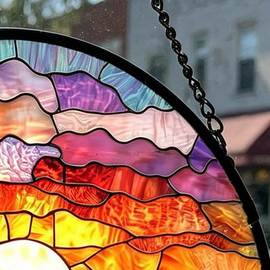 Gekleurd Glas Raam Hangdecoratie Rond Zonenvanger Paneel Huis Kantoor Woonkamer Tuin Binnenplaats Venster Hangend Ornament