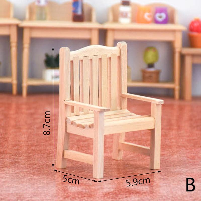 1:12 Dollhouse Miniature Wooden Chair Mini Armchair Rocking Chair High Chair Model Furniture Home Garden Decor Accessories Toys