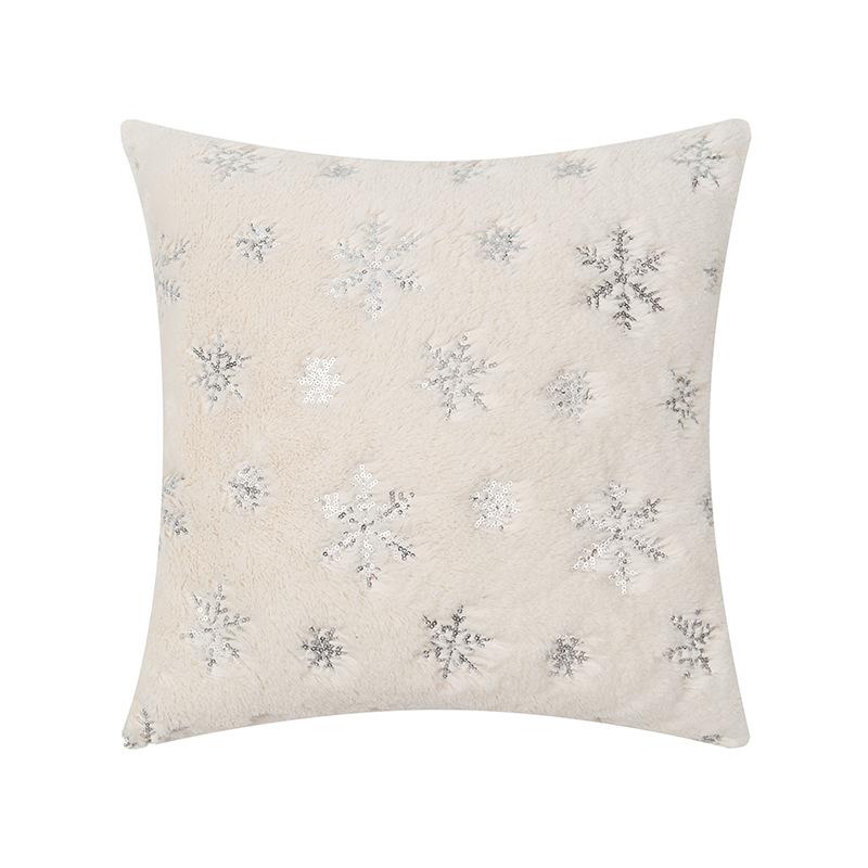Christmas Snowflake Pillow Case Sequin Embroidered Pillow Model Living Room Sofa Cushion American Festive Atmosphere Pillow