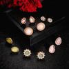 Multi-Element Water Drop Rhinestone Flower Stud Earrings Opal Earrings Multi-Piece Set