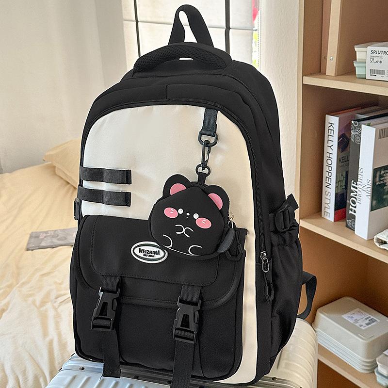 Schoolbag: Japanese soft milky healing style, fresh collegiate backpack, student, girl, weekend short trip backpack