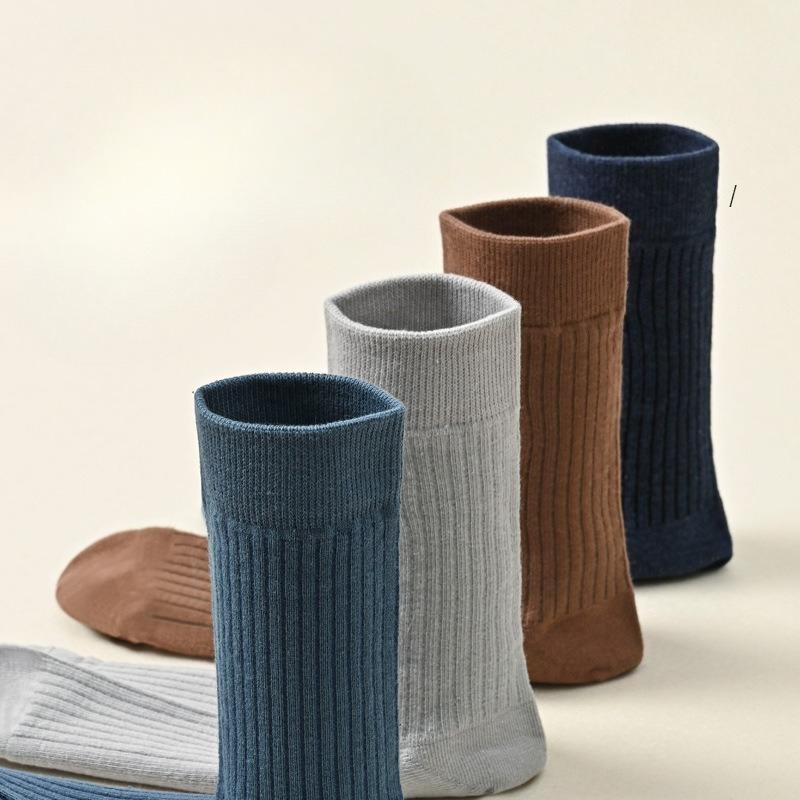 Cotton Socks, All-cotton Men's Business Mid-calf Socks, Anti-odor, Sweat-absorbing, Strip, Autumn Pure Cotton Long Socks