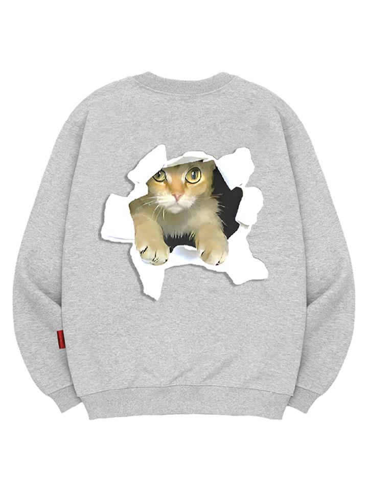 Ellamo Cat In The Hole Sweatshirt Unisex Big Sizes S~4Xl