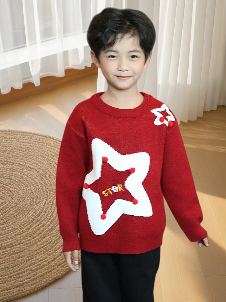 2026 Trendy Festive Red Year of the Horse Family Sweaters: Thickened Parent-Child Wear for New Year - Mother-Son & Mother-Daughter Styles Available