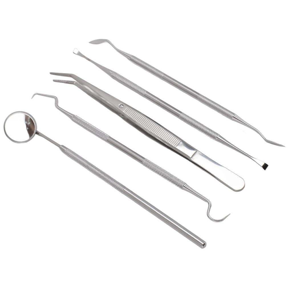 5pcs Dental Tools Pick Hygiene Set Plaque Remover Stainless Steel Tooth Scraper Teeth Cleaning