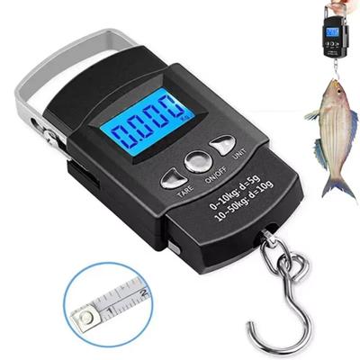 Bilancia Elettronica Portatile a Mano LCD 50kg/10g Bilancia da Viaggio Sospesa con Metro a Nastro Retrattile Lungo 100cm