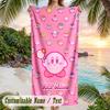 Kirby Beach Towel, Personalized Custom Text, Quick Dry Soft Large Towel For Swimming Pool Travel