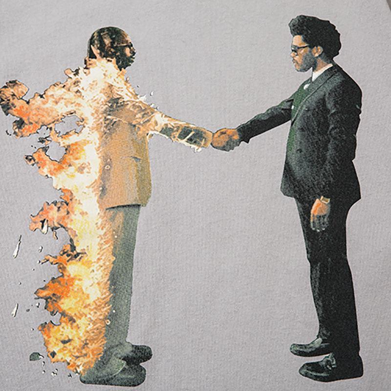 Europejski i Amerykański T-shirt z krótkim rękawem z nadrukiem postaci hip-hopowych dla mężczyzn, letni, luźny, casualowy top z rękawem do połowy, modny t-shirt na Instagram