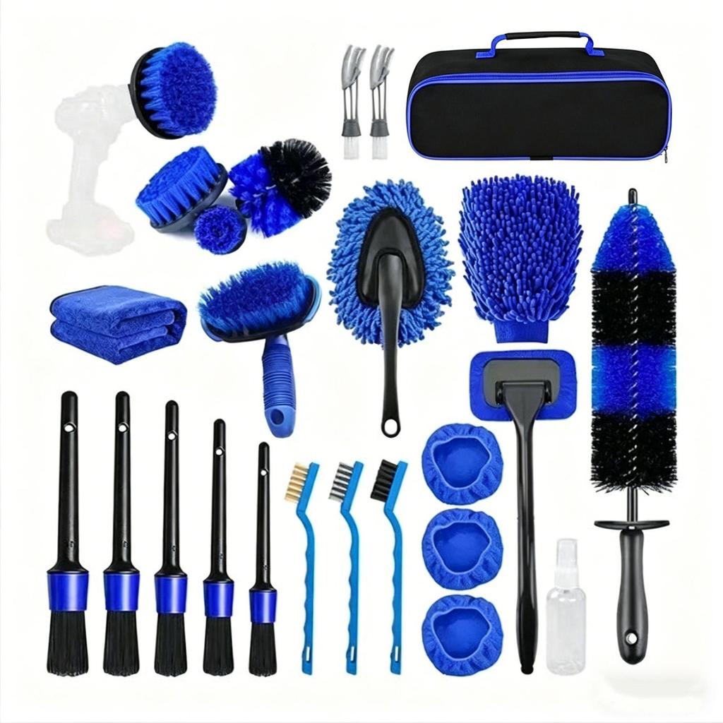 22-Piece Professional Car Cleaning Kit: Wheel, Air Conditioner, and Interior Brushes for Safe Decontamination