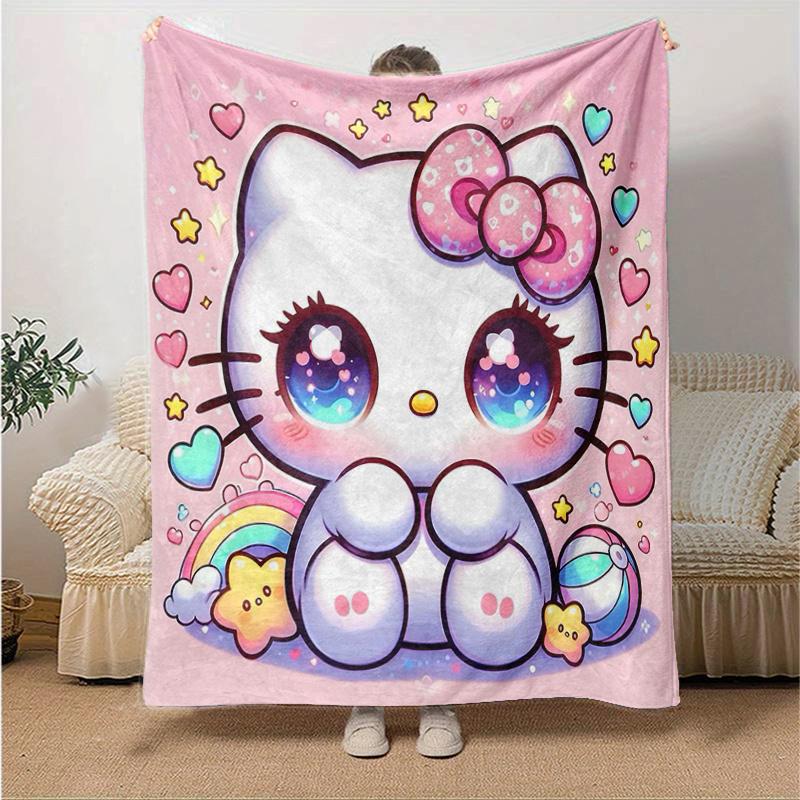 1pc Cartoon Hello Kitty's Magical Adventure Blanket,Living Room, Travel, Camping, Car Blankets, Beach, Office Naps, Seasonal Home Decorative Throw Gif
