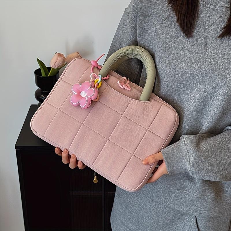 

Fashionable Handbag for Women Trendy Fashion School Style Laptop Bag Casual Large Capacity Tablet Protective Bag розовый