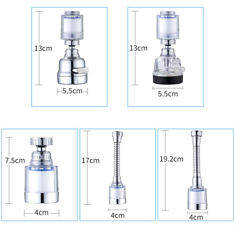 360°Adjustable Kitchen Faucet Filter Water Faucet Aerator 3 Modes Water Saving Aerator Water Filter Tap Kitchen Faucet Extender