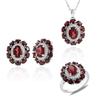 2026, 925 Sterling Silver Ring Earrings Pendant Necklace Natural Garnet January Birthstone Jewelry Set for Women's Banquet Gifts