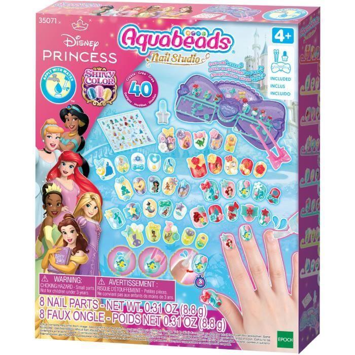 Aquabeads Le coffret de manucure des Princesses Disney, perles qui collent avec de l'eau, 35071, Dès 4 ans