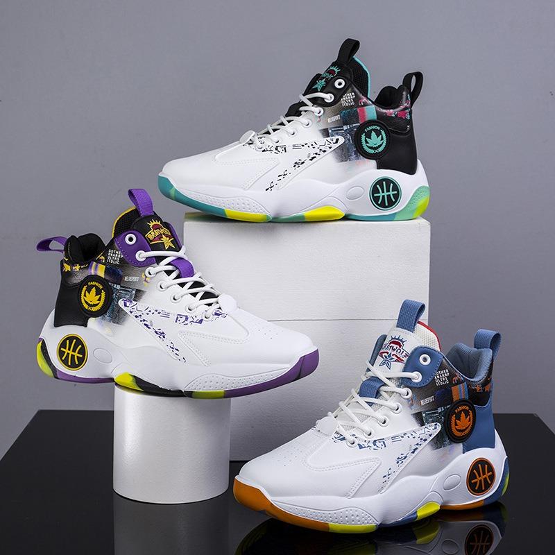 Basketball men's shoes spring new casual youth sports students high-top sports running casual light shoes