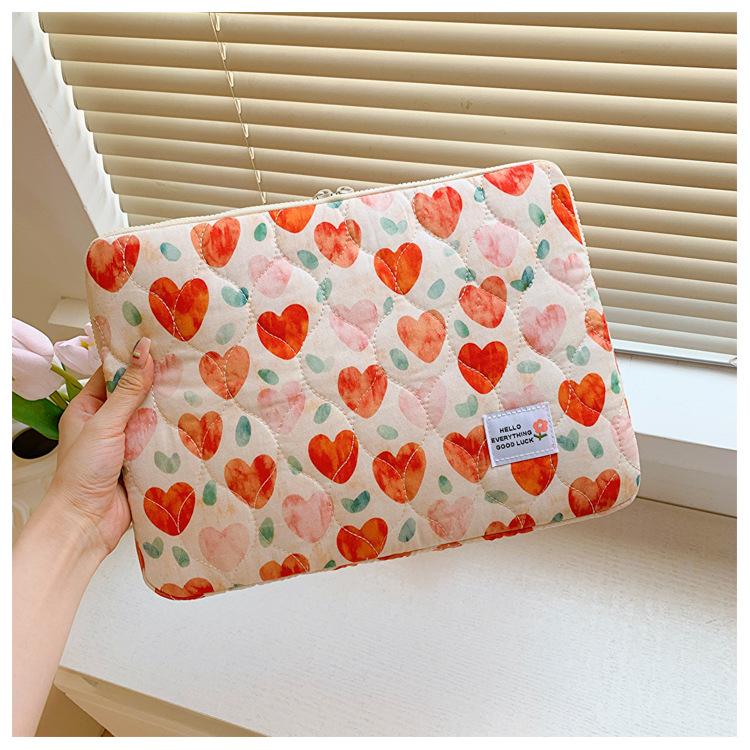 TS JYL laptop bag,Korean Heart Floral Sleeve 11 Inch iPad Pro 14 15 Inch Laptop Storage