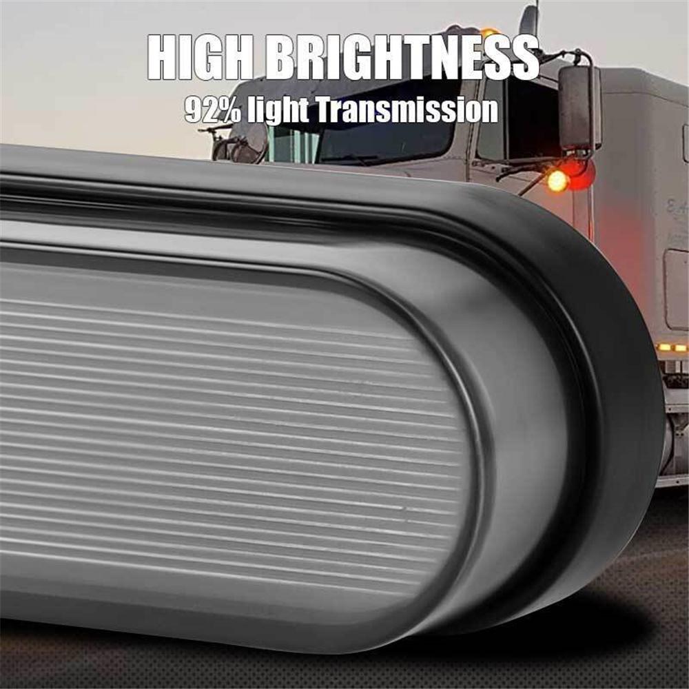 2Pcs Trailer Truck RV 24 LED Oval Brake Tail Light Rear Stop DRL Marker Red Lamp