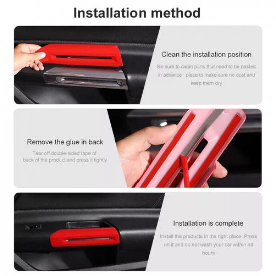 For 2015-2025 Ford Mustang ABS Red Interior Inner Door Armrest Handle Cover Trim