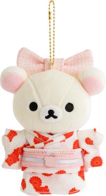 San-X MV57401 Rilakkuma Hanging Plush Toy, Korilakkuma (Kimono)