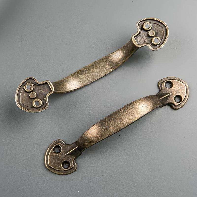 2pcs Bronze-Coloured Handles with 8 Screws Antique-Style Zinc Alloy Drawer Handles For Kitchen Wardrobe Doors Furniture Handles
