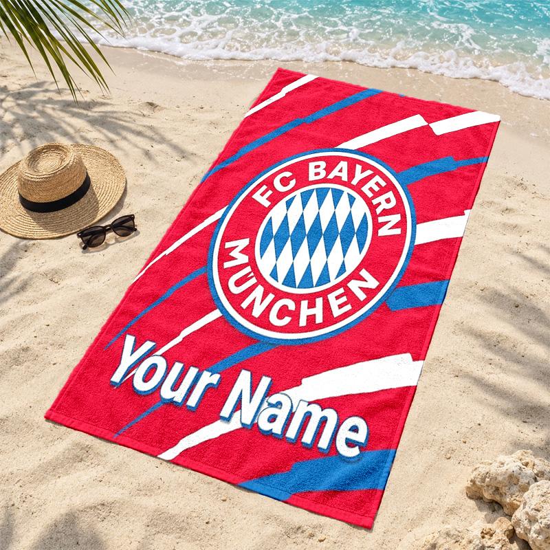 FC Bayern Munchen Custom Name Beach towels also serve as bath towels summer essential a musthave for the outdoors the beach and the pool