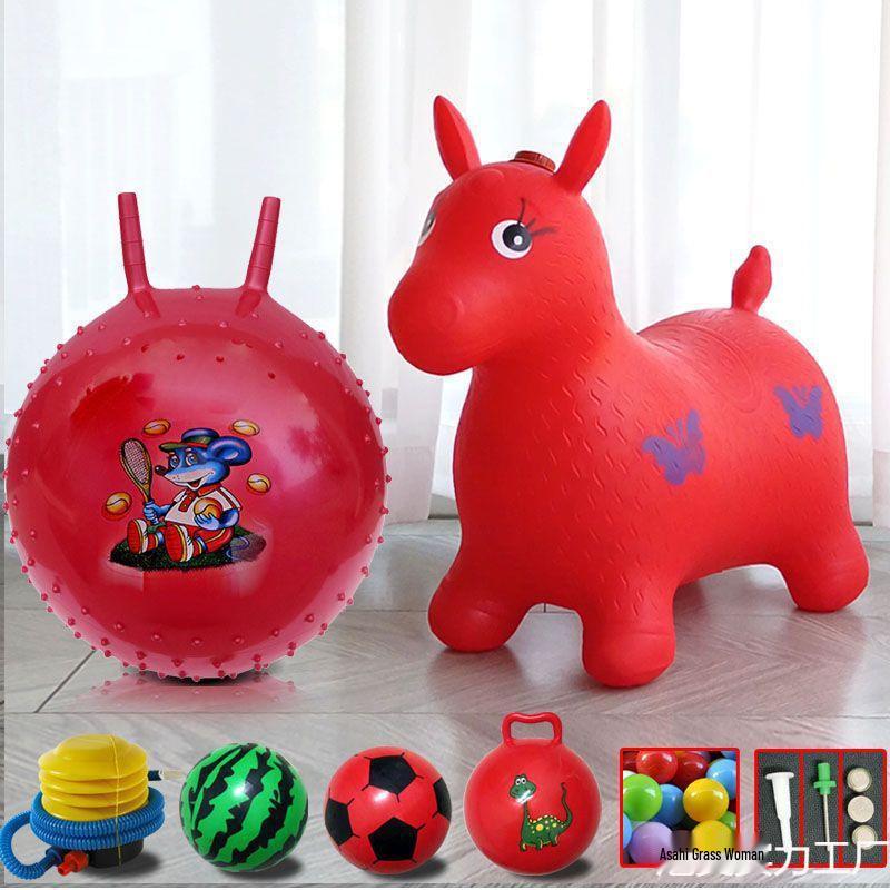 Extra Large Inflatable Bouncy Horse with Music - Thickened Leather Ride-On Pony for Children