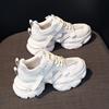 Leather platform dad shoes women's 2025 summer new versatile heightening breathable mesh white shoes sports and leisure shoes