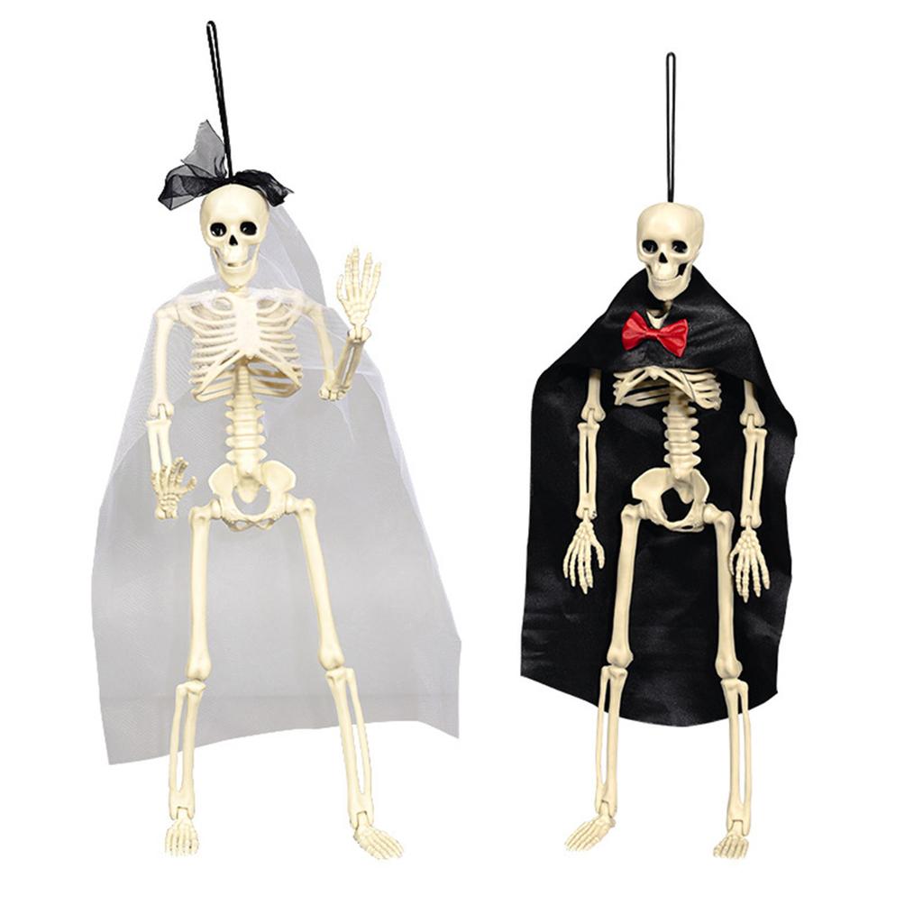 Realistic Plastic Skeleton Bride/Groom Skull Halloween Decoration For Indoor Outdoor Party Scary Theme Events