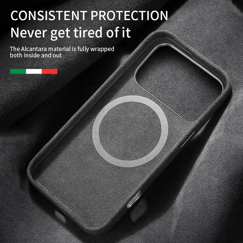 100% Italienisches Alcantara Magnetische Hülle für iPhone 17 Pro Max Air Luxus Magsafe Hülle Leder Handyhüllen für iPhone 17Pro 17Air