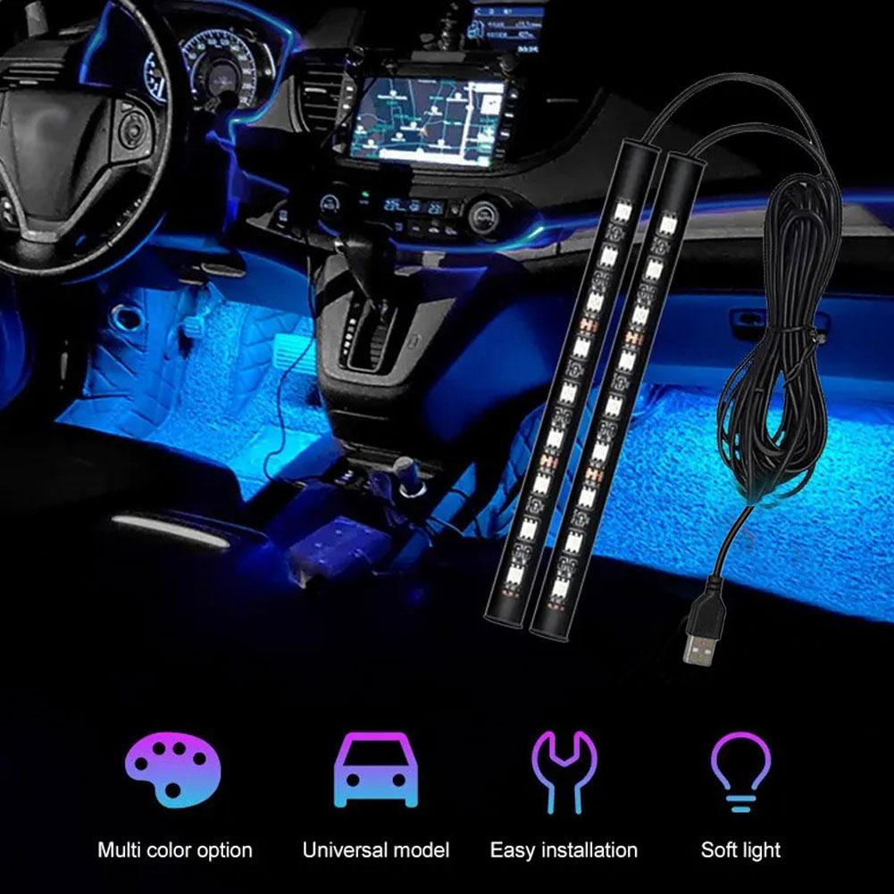 Car LED Foot Lights 12V Interior Ambient Lights Strip Accessories Auto 18 Lamp Decorative Atmosphere Bulbs Cm Light 17 M3C3