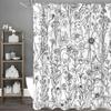 Customizable HD Digital Sketch Line Flower Shower Curtain - Waterproof & Mildew-Proof Fabric