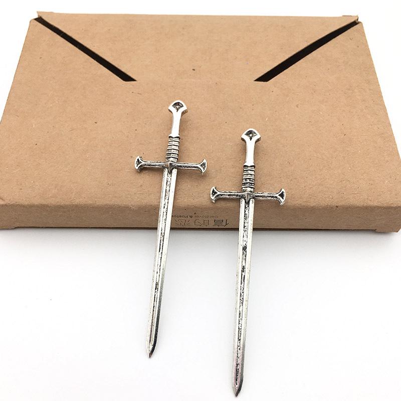 DIY Alloy Retro Tibetan Silver Sword Accessories - 6 Styles for Cosplay or Jewelry