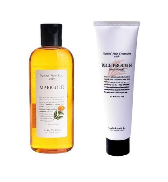 

LebeL Natural Hair Soap with MG Natural Hair Treatment with RP Protein [Standard set] (Marigold 240ml) & (Rice 140g) жовтий