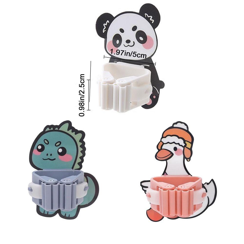 Seamless Cartoon Mop Clip Self-adhesive Wall Mop Holder Multi-purpose Broom Hanger for Home