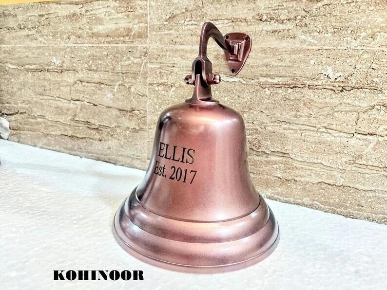 Handmade Solid Brass 8" Door Bell Copper Finish Home Kitchen Outdoor Indoor Door