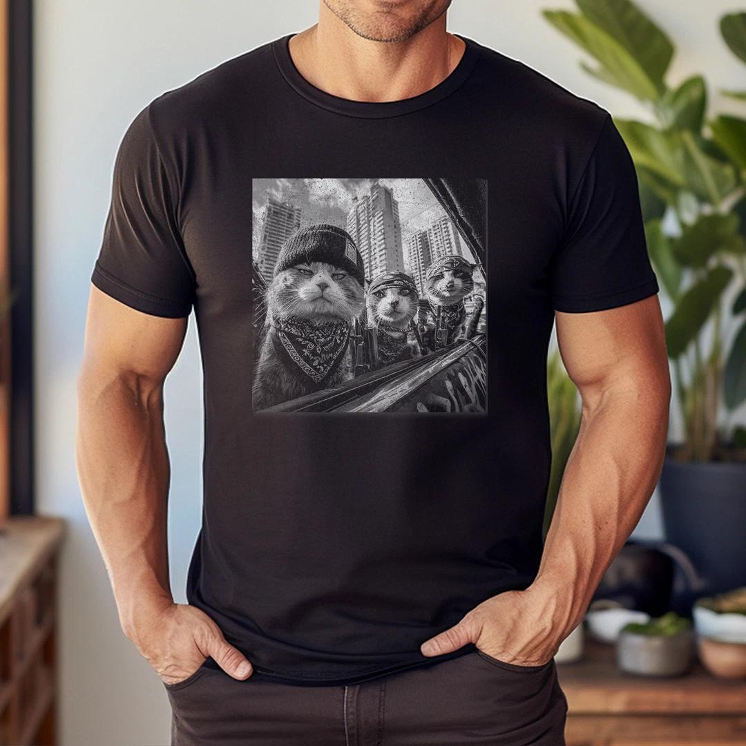 Gangster Cats Street Funny T-Shirt 4XL