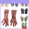 Luvas de Zumbi Ensanguentadas Realistas Halloween Cosplay Adereços de Festa Assustadores Látex Amarelo