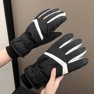 Winter Velvet Thickened Gloves Women's Touch Screen Couple Youth Windproof Warm Men's Sub-finger Skiing Riding Battery Car