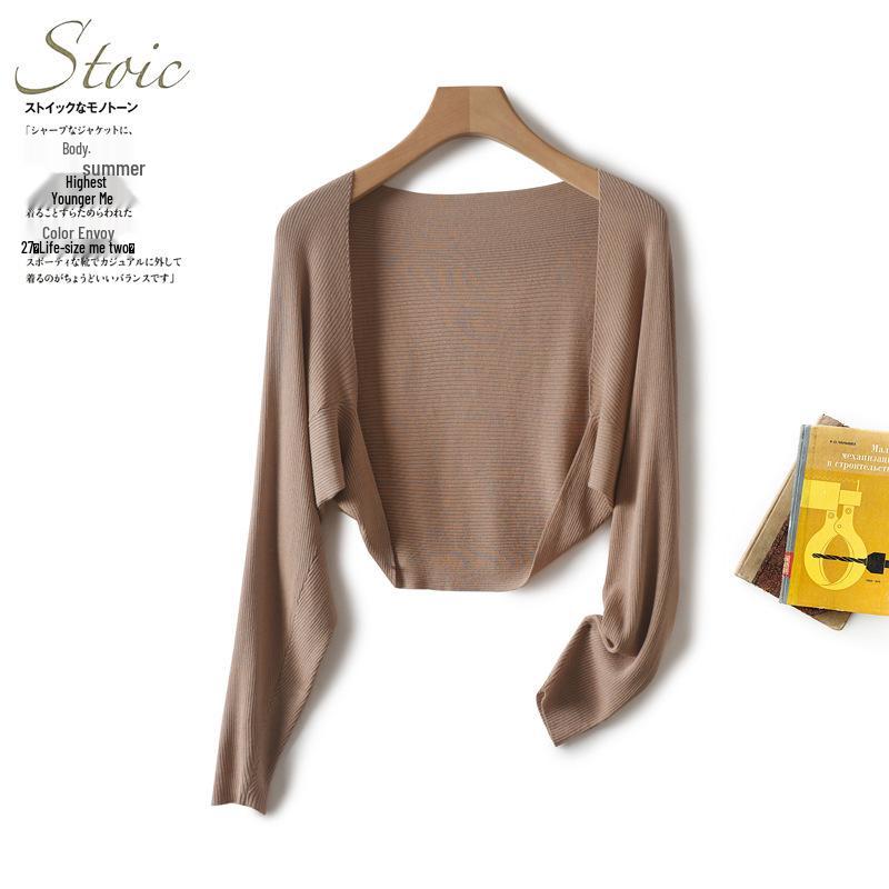 

Льняной кардиган из ледяного шелка для защиты от солнца - Женский летний топ-шаль с длинным рукавом Medium верблюд