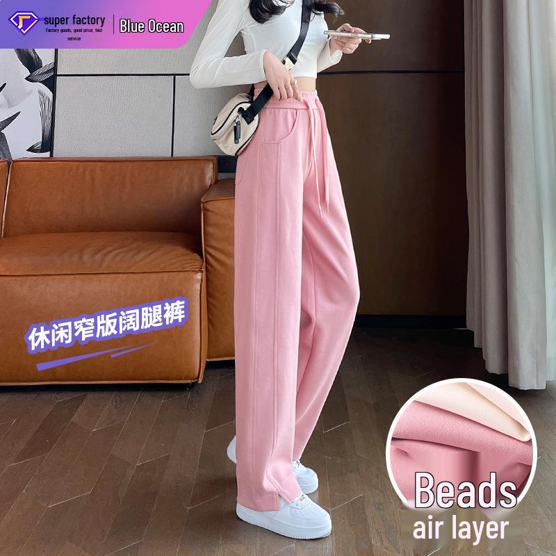

Piqué Streetwear High Waist Wide Leg Drawstring Sweatpants L (Approx. 54-60 kg) абрикосовий