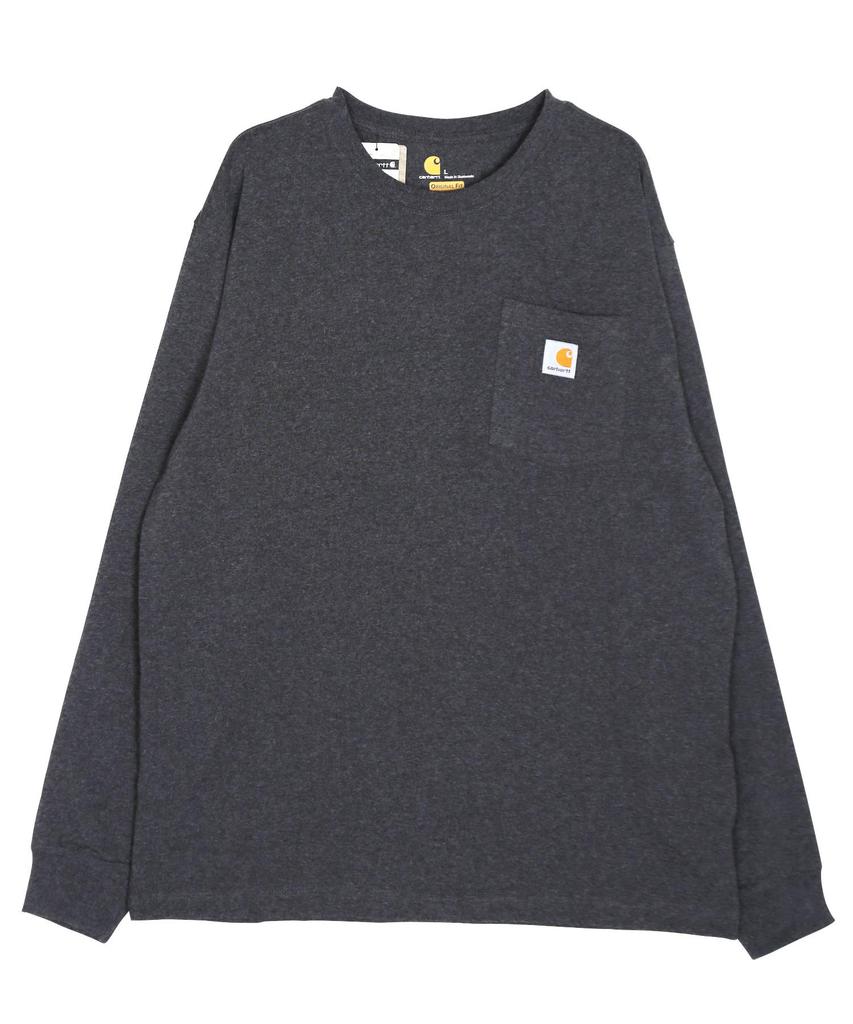 Crew Neck Long with Chest Pocket Long Sleeve M Carbon Heather [Carhartt] T-shirt Men's T-Shirt