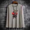 QICED Spring and Autumn Sweatshirt Men's Long Sleeve T-shirt Loose Versatile Casual O-Neck Pullover