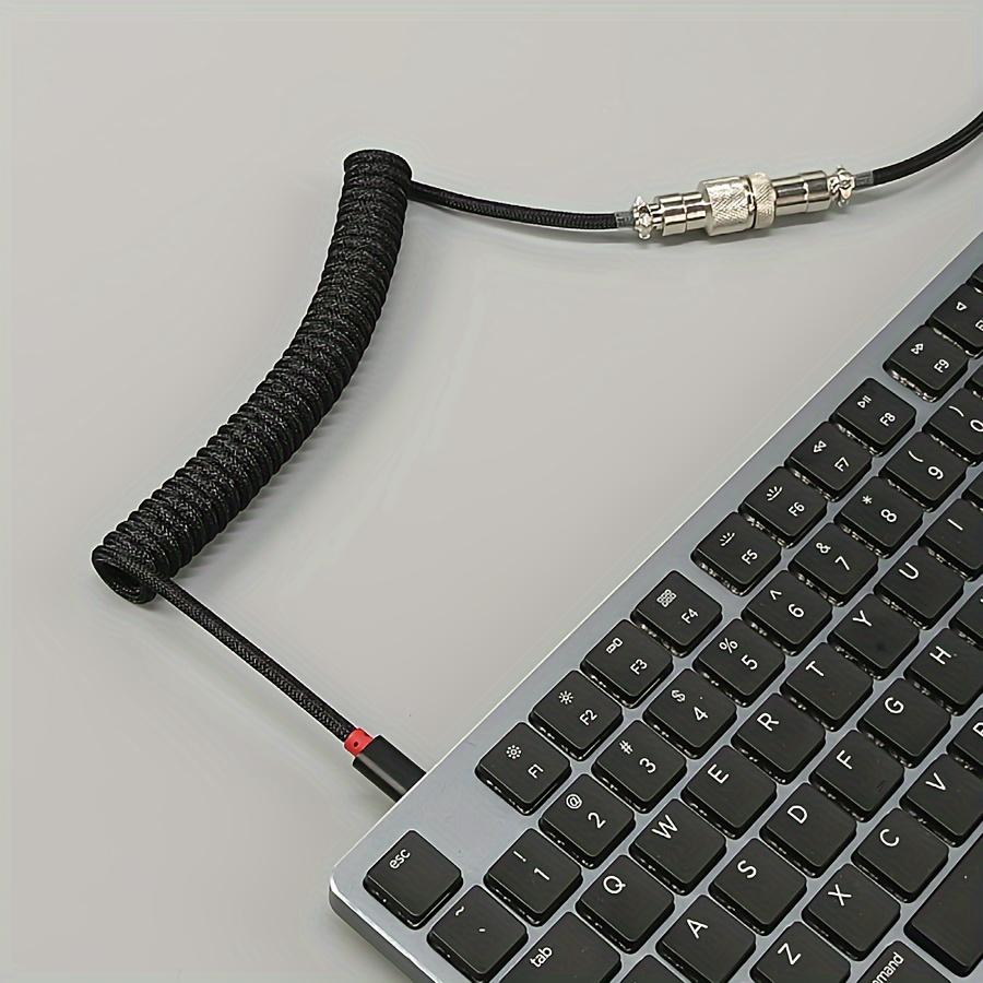 Mechanical Keyboard Cable 59 Inch Spring Wire Custom Coiled Navigator Cable Double Layer Braided Mesh Data Wire for Gaming