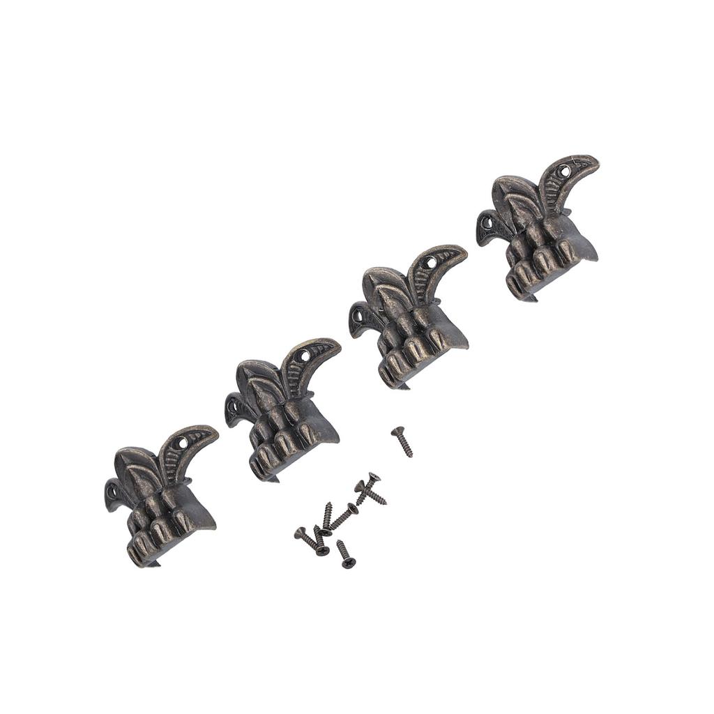 12 Stück Kistenbeine Retro Design Holzkisten Langlebiger Legierungsfußschutz mit Schraube für Weltdekoration