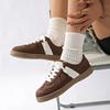High-end Women Sneakers Classic Brown Spliced German Trainer Shoes Flat Sneakers for Men's Spring Casual Lace-up Sporty Shoes