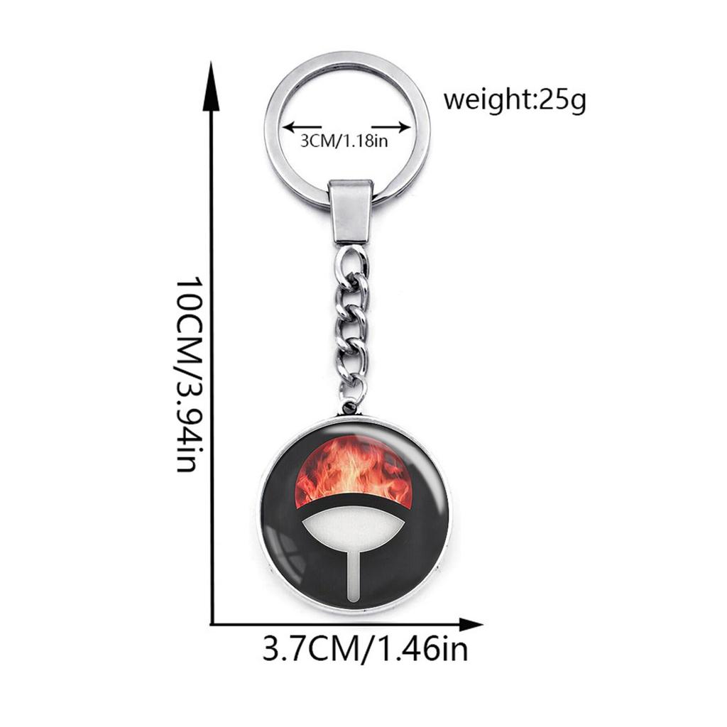 Naruto Sharingan Time Gem Silver Keychain Ornament