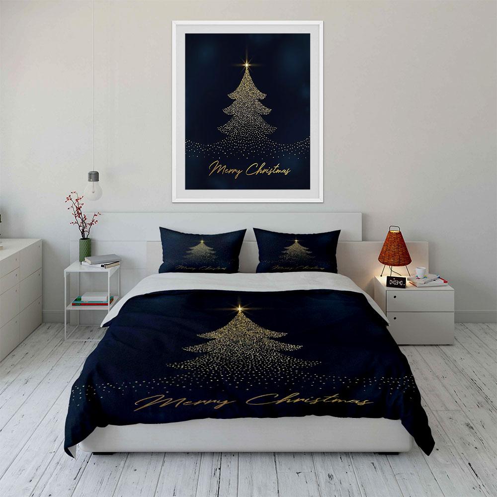 Golden Christmas Tree Design Bedding Duvet Cover Set Duvet Cover Pillowcases  (1 * Duvet Cover 2 * Pillowcases, Without Duvet Insert)