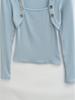 Pure Desire Style Fake Two-Piece Off-Shoulder Imitation Cashmere Square Neck Long-Sleeve Slim Fit Women's Top