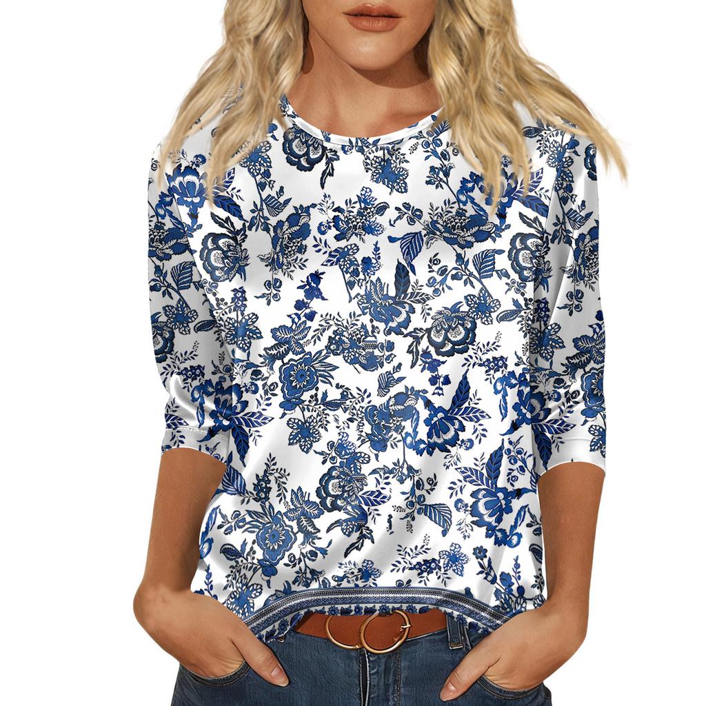 Blouse For Women Dressy 3/4 Long Sleeve Shirts Business Casual Outfit Tops